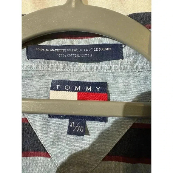 Tommy Hilfiger Mens XL VTG Y2K Crest Striped Button Shirt Multicolor Old Money - Picture 10 of 11